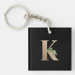 Eleganter Botanischer Monogram Gold Letter K Schlüsselanhänger