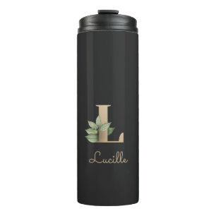 Eleganter Botanischer Monogram Gold Letter L Thermosbecher