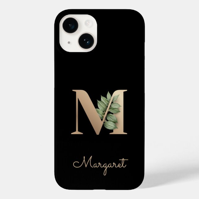 Eleganter Botanischer Monogram Gold Letter M Case-Mate iPhone Hülle (Rückseite)