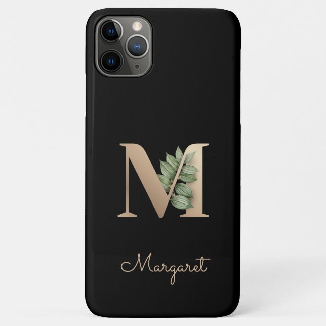 Eleganter Botanischer Monogram Gold Letter M Case-Mate iPhone Hülle (Rückseite)
