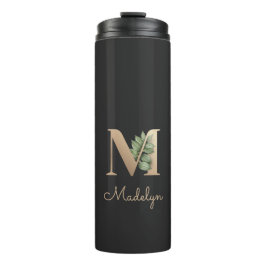 Eleganter Botanischer Monogram Gold Letter M Thermosbecher