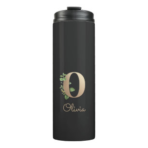 Eleganter Botanischer Monogram Gold Letter O Thermosbecher