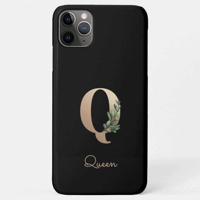 Eleganter Botanischer Monogram Gold Letter Q Case-Mate iPhone Hülle (Rückseite)