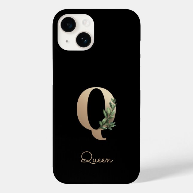 Eleganter Botanischer Monogram Gold Letter Q Case-Mate iPhone Hülle (Rückseite)