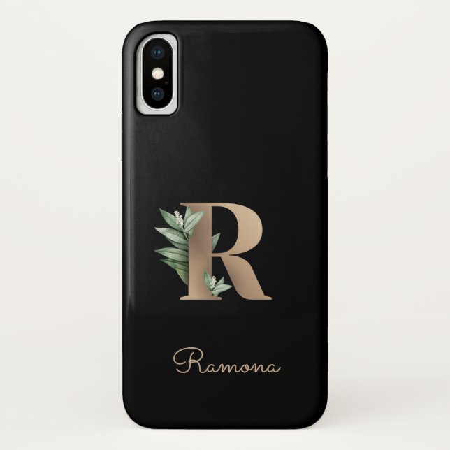 Eleganter Botanischer Monogram Gold Letter R Case-Mate iPhone Hülle (Rückseite)