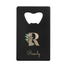 Eleganter Botanischer Monogram Gold Letter R
