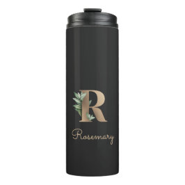 Eleganter Botanischer Monogram Gold Letter R Thermosbecher