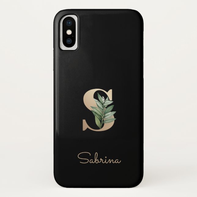 Eleganter Botanischer Monogram Gold Letter S Case-Mate iPhone Hülle (Rückseite)