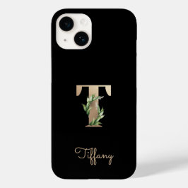 Eleganter Botanischer Monogram Gold Letter T Case-Mate iPhone 14 Hülle