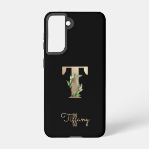 Eleganter Botanischer Monogram Gold Letter T Samsung Galaxy Hülle