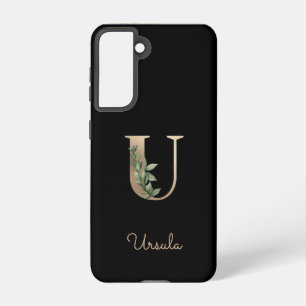 Eleganter Botanischer Monogram Gold Letter U Samsung Galaxy Hülle