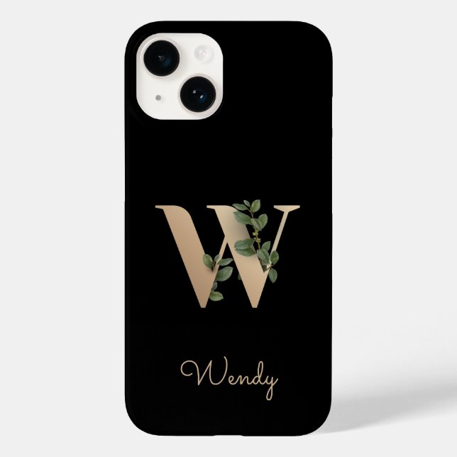 Eleganter Botanischer Monogram Gold Letter W Case-Mate iPhone Hülle (Rückseite)