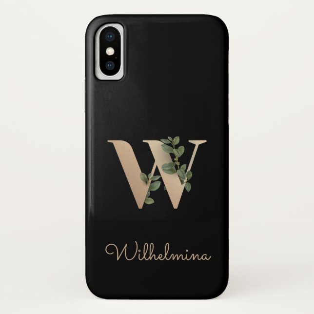 Eleganter Botanischer Monogram Gold Letter W Case-Mate iPhone Hülle (Rückseite)