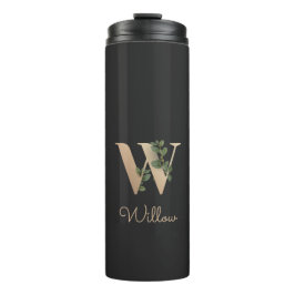 Eleganter Botanischer Monogram Gold Letter W Thermosbecher