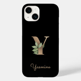 Eleganter Botanischer Monogram Gold Letter Y Case-Mate iPhone 14 Hülle