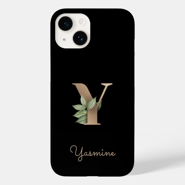 Eleganter Botanischer Monogram Gold Letter Y Case-Mate iPhone Hülle (Rückseite)