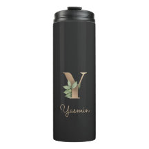 Eleganter Botanischer Monogram Gold Letter Y