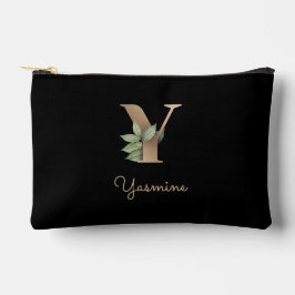 Eleganter Botanischer Monogram Gold Letter Y Zubehörtasche