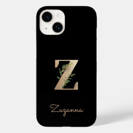Eleganter Botanischer Monogram Gold Letter Z Case-Mate iPhone 14 Hülle