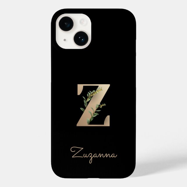 Eleganter Botanischer Monogram Gold Letter Z Case-Mate iPhone Hülle (Rückseite)