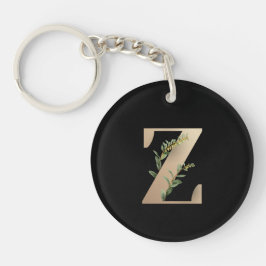 Eleganter Botanischer Monogram Gold Letter Z Schlüsselanhänger