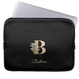Eleganter Botanischer Monogram Letter B Laptop-Sie Laptopschutzhülle