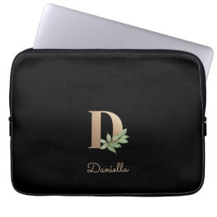 Eleganter Botanischer Monogram Letter D Laptop-Sie Laptopschutzhülle