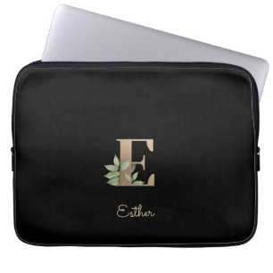 Eleganter Botanischer Monogram Letter E Laptop-Sie Laptopschutzhülle