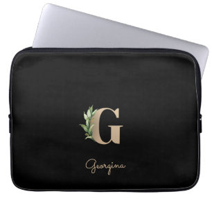 Eleganter Botanischer Monogram Letter G Laptop Sle Laptopschutzhülle