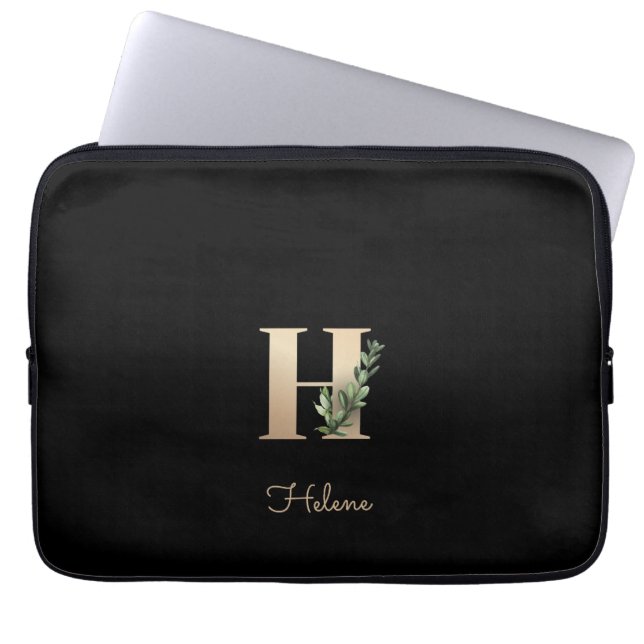 Eleganter Botanischer Monogram Letter H Laptop-Sie Laptopschutzhülle (Vorderseite)