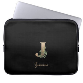 Eleganter Botanischer Monogram Letter J Laptop Sle Laptopschutzhülle