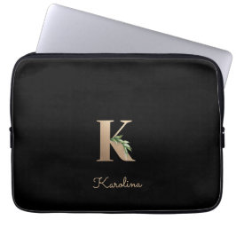 Eleganter Botanischer Monogram Letter K Laptop Sle Laptopschutzhülle