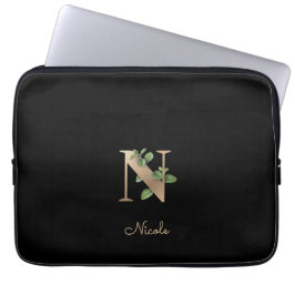 Eleganter Botanischer Monogram Letter N Laptop Sle Laptopschutzhülle