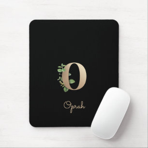 Eleganter Botanischer Monogram Letter O Mousepad