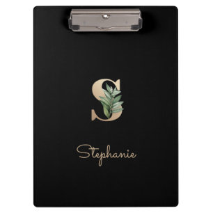 Eleganter Botanischer Monogram Letter S Klemmbrett