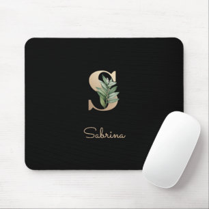 Eleganter Botanischer Monogram Letter S Mousepad