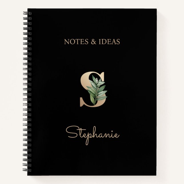 Eleganter Botanischer Monogram Letter S Notizbuch (Vorderseite)