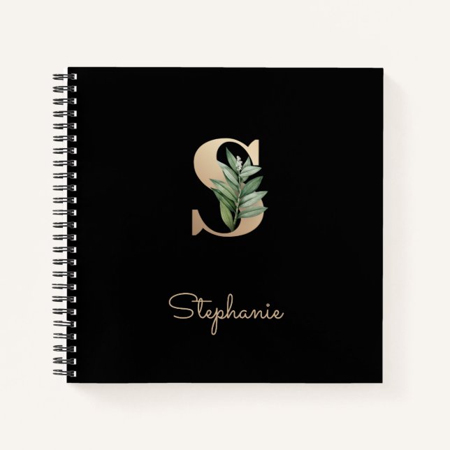 Eleganter Botanischer Monogram Letter S Notizbuch (Vorderseite)