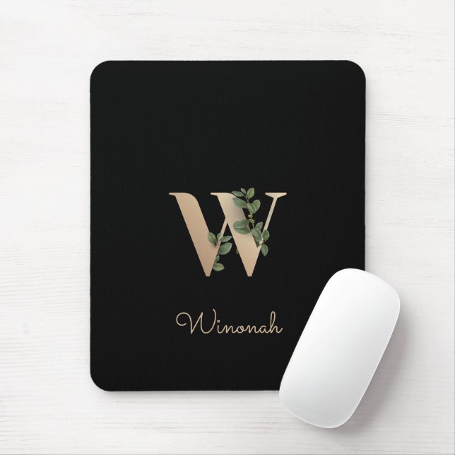 Eleganter Botanischer Monogram Letter W Mouse Pad Mousepad (Mit Mouse)