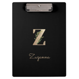 Eleganter Botanischer Monogram Letter Z Klemmbrett