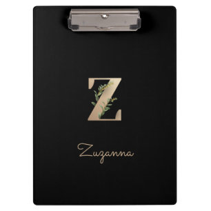 Eleganter Botanischer Monogram Letter Z Klemmbrett