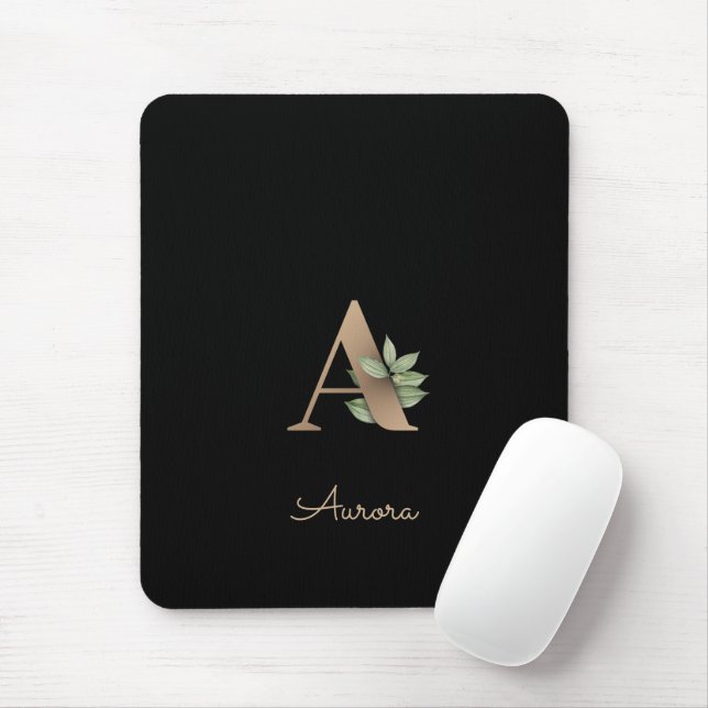 Eleganter Botanischer Monogramm-Brief A Mousepad (Mit Mouse)