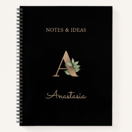 Eleganter Botanischer Monogramm-Brief A Notizbuch