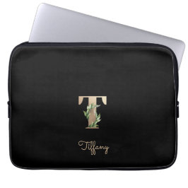 Eleganter Botanischer Monogramm-Brief an den Lapto Laptopschutzhülle
