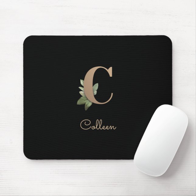 Eleganter Botanischer Monogramm-Brief C Mousepad (Mit Mouse)