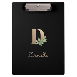 Eleganter Botanischer Monogramm-Brief D Klemmbrett