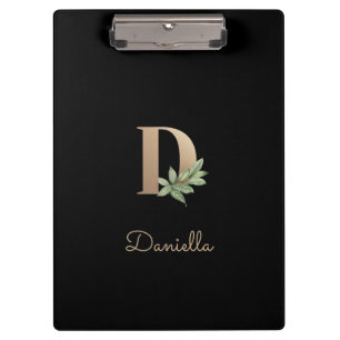 Eleganter Botanischer Monogramm-Brief D Klemmbrett