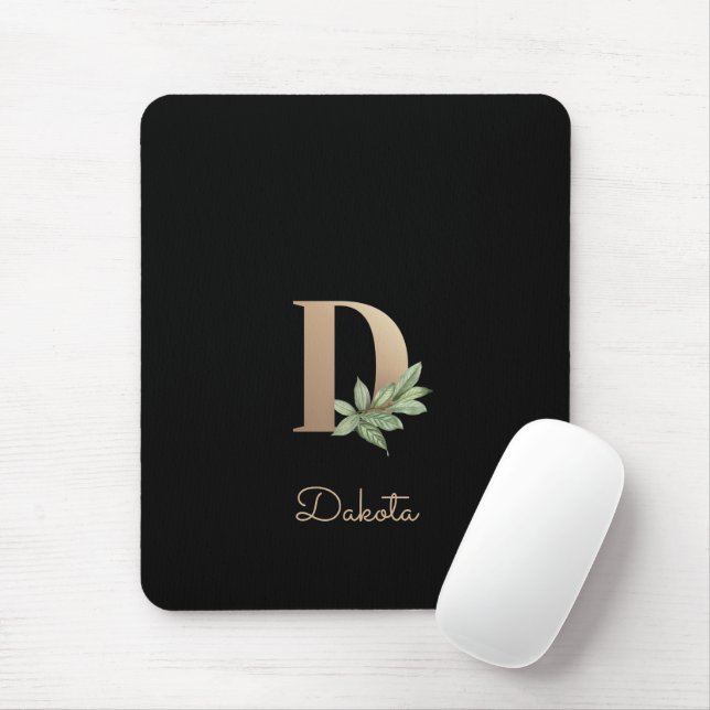 Eleganter Botanischer Monogramm-Brief D Mousepad (Mit Mouse)