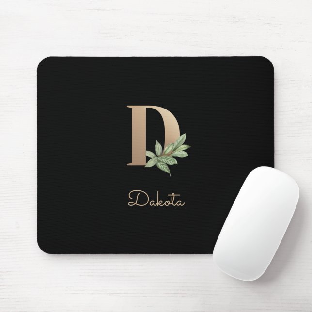 Eleganter Botanischer Monogramm-Brief D Mousepad (Mit Mouse)