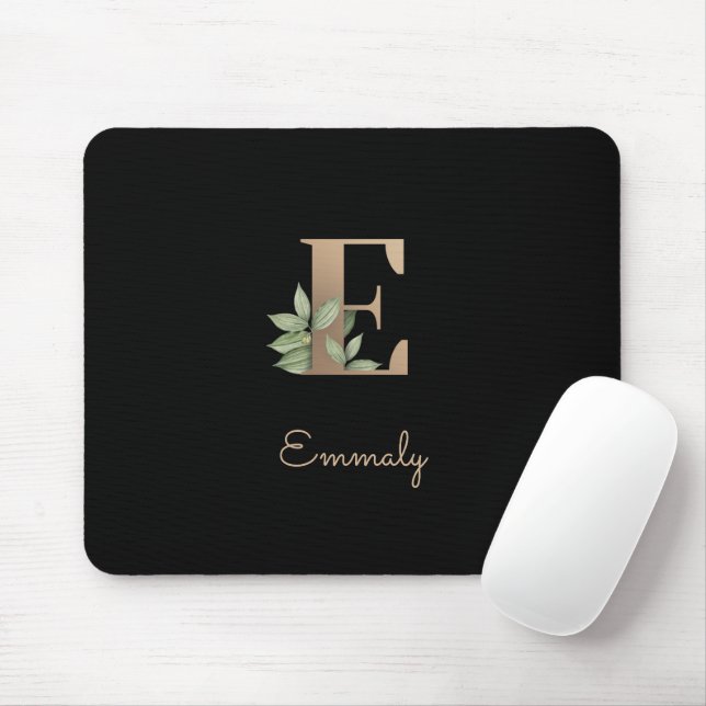 Eleganter Botanischer Monogramm-Brief E Mousepad (Mit Mouse)